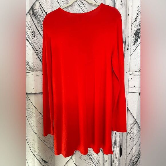 Eileen Fisher Long Sleeve Tunic Side Slits Red M - Picture 3 of 6